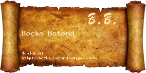 Bocke Botond névjegykártya